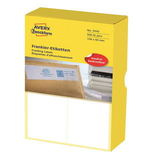 AVERY ZWECKFORM Frankieretiketten 3442 500 Stück permanent 138 x 48 mm weiß