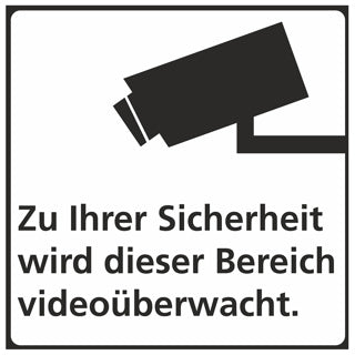 JUST Hinweisschild Videoüberwachung 150 x 150 mm PP