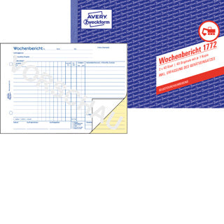 AVERY ZWECKFORM Wochenbericht 1772 2x 40 Blatt A5 quer selbstdurchschreibend