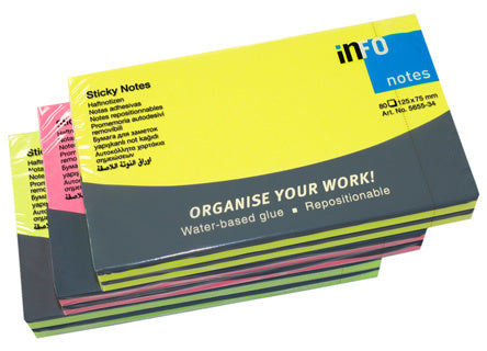 INFO NOTES Haftnotizen 5855-21 6 Blöcke à 80 Blatt 125 x 75 mm mehrere Farben