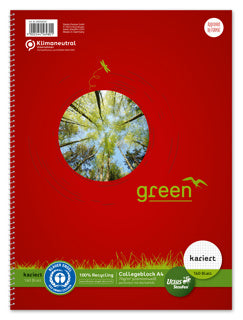 URSUS GREEN Collegeblock DIN A5 160 Blatt kariert 5mm