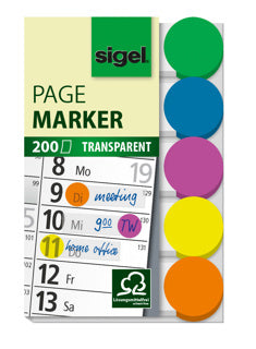 SIGEL Haftmarker Punkte 200 Stück 15 x 50 mm 5 Farben
