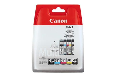CANON Tintenpatrone PGI-580/CLI-581 5 Stück 200 Seiten/259 Seiten schwarz/cyan/magenta/gelb