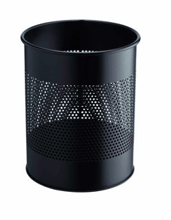 DURABLE Papierkorb 3310 15 Liter mit Perforation aus Metall Ø 26 x 31.5 cm schwarz