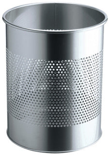 DURABLE Papierkorb 3310 15 Liter mit Perforation aus Metall Ø 26 x 31.5 cm silber