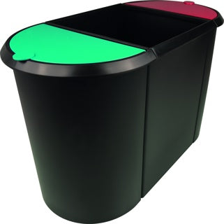 HELIT Papierkorb dreiteilig schwarz/grün/rot