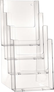 HELIT Tischprospekthalter 4 Taschen Format 1/3 A4 transparent