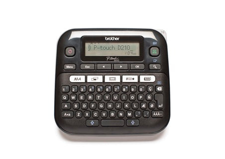 BROTHER Beschriftungsgerät P-Touch D210VP inkl. Netzadapter für 3.5/6/9/12 mm Schriftbänder schwarz