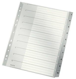 LEITZ Register 1280 A4 überbreit PP 1-10 grau