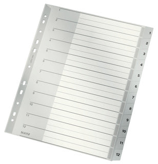LEITZ Register 1282 A4 überbreit PP 1-12 grau