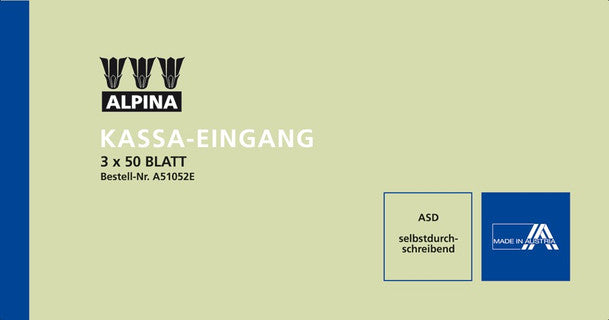 LEYKAM Kassa-Eingangsbuch A51052E 3 x 50 Blatt selbstdurchschreibend