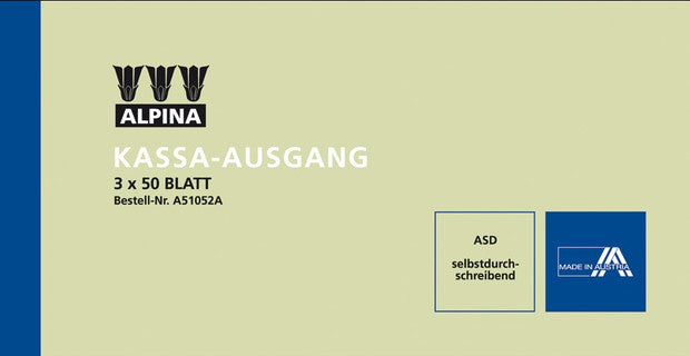 LEYKAM Kassa-Ausgangsbuch 3x50 Blatt 20x10.5 cm selbstdurchschreibend