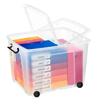 CEP Aufbewahrungsbox Smartbox 75 Liter mit Rollen und Klappdeckel transparent