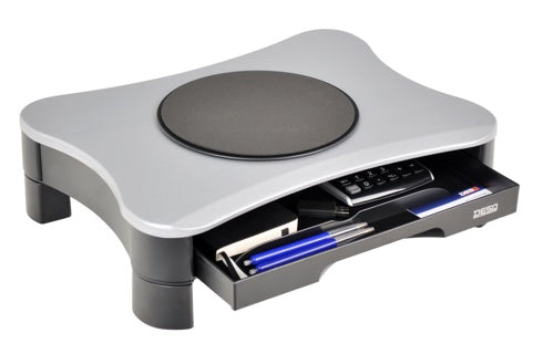 DESQ Monitorständer 1531 mit Schublade und 360°-Monitordrehung bis 15 kg 400 x 300 x 110 mm grau
