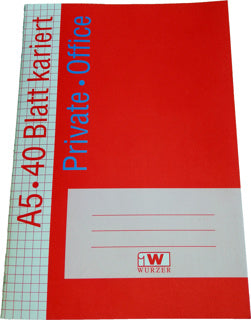 OFFICE Heft DIN A5 40 Blatt 80g/m² kariert