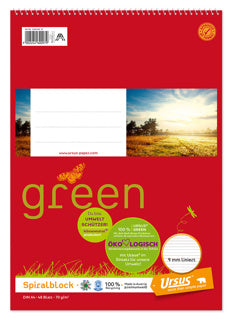 URSUS GREEN Spiralblock A4 48 Blatt liniert