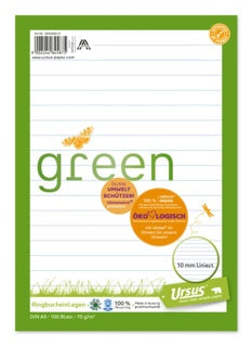 URSUS GREEN Ringbucheinlagen DIN A5 100 Blatt liniert