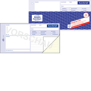 AVERY ZWECKFORM Kurzbrief 1741 2x 40 Blatt 1/3 A4 selbstdurchschreibend