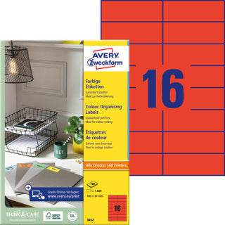AVERY ZWECKFORM Organisationsetiketten 3456 400 Stück permanent 105 x 148 mm rot