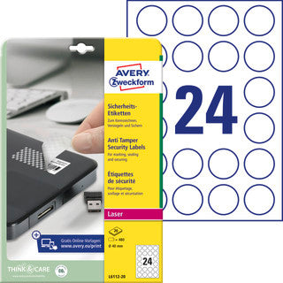 AVERY ZWECKFORM Sicherheitsetiketten L6112-20 480 Stück permanent Ø 40 mm weiß