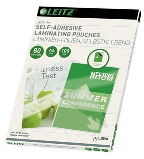 LEITZ Heißlaminierfolien iLAM 100 Stück DIN A4 80 µm selbstklebend transparent