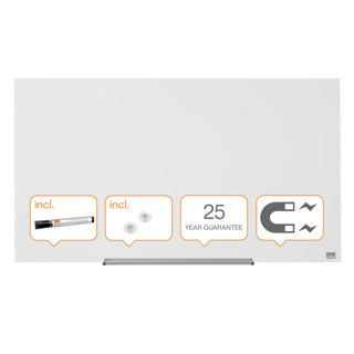 NOBO Glasboard Diamond mit abnehmbarer Stiftablage 993x559 mm brillantweiß