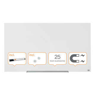 NOBO Glasboard Diamond mit abnehmbarer Stiftablage 1264x711 mm brillantweiß