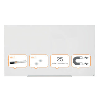 NOBO Glasboard Diamond mit abnehmbarer Stiftablage 1883x1059 mm brillantweiß
