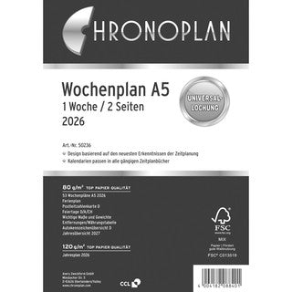 AVERY ZWECKFORM Wochenplan Chronoplan 50236 63 Blatt A5 1 Woche/2 Seiten 2026