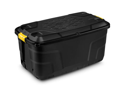 CEP Aufbewahrungsbox Heavy Duty mit Rollen und Deckel 145 Liter schwarz-gelb