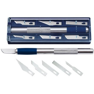 WEDO Skalpell-Set inkl. 6 Klingen in Aufbewahrungsbox 78722 silber/blau