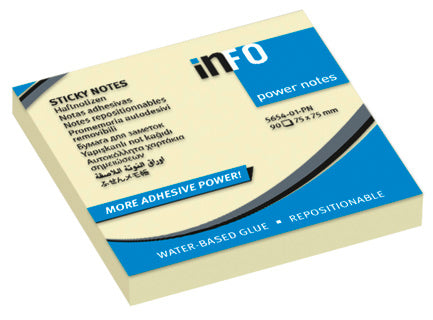 INFO NOTES Haftnotizen Power Notes 5654-01-PN 12 Blöcke à 100 Blatt 75x75mm gelb