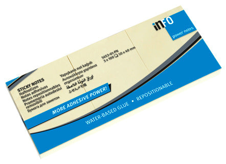 INFO NOTES Haftnotizen Power Notes 5653-01-PN 12 Blöcke à 100 Blatt 50x40mm gelb