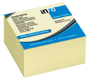 INFO NOTES Haftnotizwürfel Power Notes 5820-01-PN 400 Blatt 75x75mm gelb