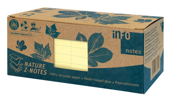INFO NOTES Recyclinghaftnotizen Z-Notes 5644-11BOX 12 Stück à 100 Blatt gelb