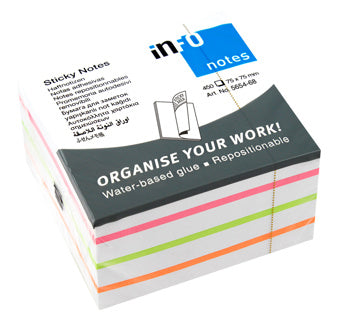 INFO NOTES Haftnotizwürfel Sticky Notes 5654-68 450 Blatt 75x75mm mehrfarbig
