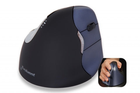 BAKKER ELKHUIZEN Vertikalmaus Evoluent4 wireless für Rechtshänder schwarz/blau