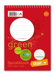 URSUS GREEN Spiralblock DIN A6 48 Blatt kariert