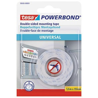 TESA Montageband Powerbond Universal doppelseitig klebend 19 mm x 1.5 m weiß