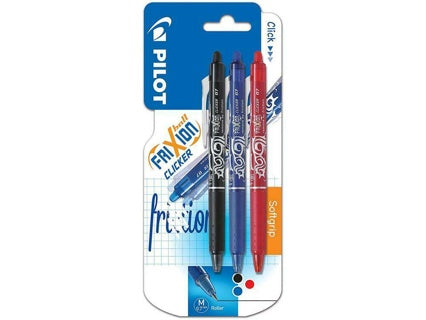 PILOT Tintenroller FriXion Clicker 3 Stück M radierbar mehrfarbig