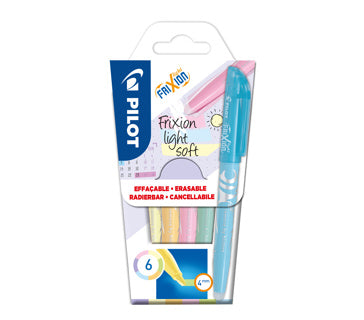 PILOT Textmarker FriXion 4136 6 Stück im Blister mit Keilspitze radierbar mehrfarbig