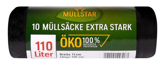 MÜLLSTAR ÖKO Müllsäcke extrastark 10 Stück 110 Liter 40 my schwarz