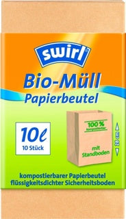 SWIRL Biomüllsäcke 10 Stück 10 Liter naturbraun