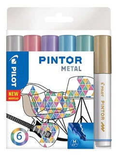 PILOT Kreativmarker Pintor Metallic 6 Stück M farbig sortiert