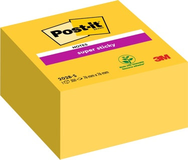 POST-IT® Haftnotizwürfel Super Sticky 2028-S 350 Blatt 76 x 76 mm gelb