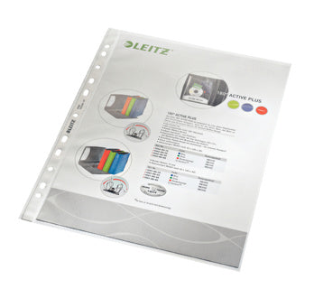 LEITZ Prospekthülle Standard 4790 100 Stück DIN A4 mit Universallochung genarbt transparent