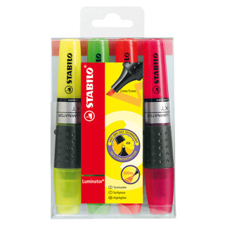 STABILO Textmarker Luminator 4 Stück im Etui mit Keilspitze 2-5mm farbig sortiert
