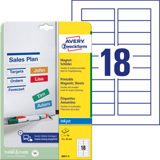 AVERY ZWECKFORM Magnetschilder J8871-5 90 Stück 78 x 28 mm weiß