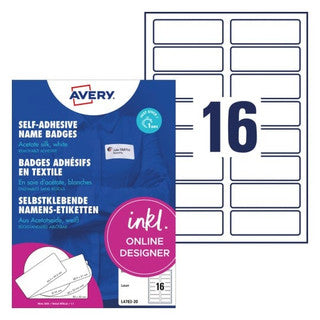 AVERY ZWECKFORM Namensetiketten L4783-20 320 Stück aus Acetatseide ablösbar 88.9 x 31 mm weiß