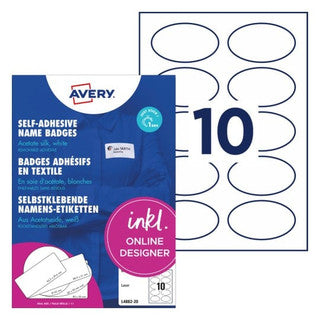 AVERY ZWECKFORM Namensetiketten L4882-20 200 Stück aus Acetatseide oval ablösbar 85 x 50 mm weiß